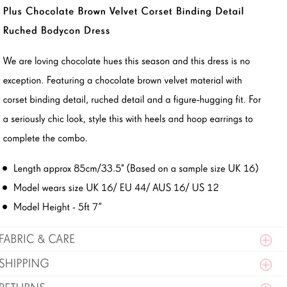 Plus Size Brown Bodycon Dress - Picture 3 of 3